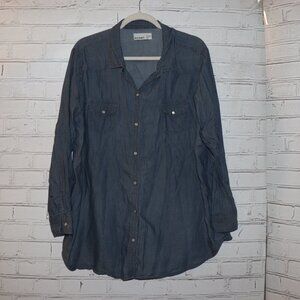 🔵✨ Old Navy Men’s Lightweight Denim Button‑Down Shirt · Size XXL